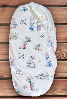 Наматрасник непромокаемый в коляску BabyStarTex, 35х75см, белый/кролики мальчик и девочка, Унисекс, для коляски