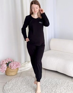Теплая пижама для беременных BABY LOADING (черная), 42-44