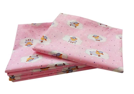 Пеленка ситец BabyStarTex, 100x80 см, розовая/овечки в облаке, 1шт