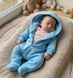 Комбинезон теплый для новорожденных Babystartex, голубой, трехнить на флисе, Мальчик, Голубой, 62-68