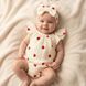 Боди + повязка для девочки Babystartex, муслин, молочный/сердечки красные, Девочка, 56-62