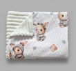Плед детский из плюша Babystartex, молочный/кролики в серой одежде