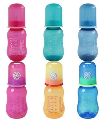 Бутылочка одноцветная Baby-Nova, 125 мл, Девочка, Розовый, 125мл