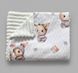 Плед детский из плюша Babystartex, молочный/кролики в серой одежде, Унисекс, 100*80, без утеплителя