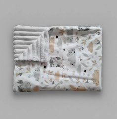 Плед дитячий з плюшу Babystartex, білий/сова та заєць, Унісекс, 100*80, без утеплювача