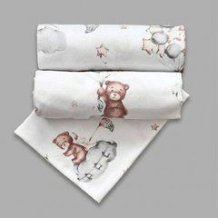 Пелюшка фланель/байка Туреччина BabyStarTex 100*80, біла/ведмедик на хмаринці з кульками, Унісекс, 100*80