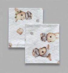 Пелюшка польська бавовна BabyStarTex, 80x90 см, кролики в сірому одязі, Унісекс, 90х80
