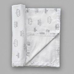 Пеленка непромокаемая из польского хлопка Babystartex, белая/короны серые, Унисекс, 50х70 см