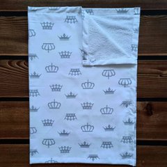 Пеленка непромокаемая из польского хлопка Babystartex, белая/короны серые, Унисекс, 50х70 см