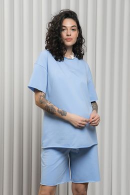 Трендовый костюм футболка и шорты для беременных и кормящих Mikaela Yulla mama, голубой, S