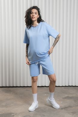 Трендовый костюм футболка и шорты для беременных и кормящих Mikaela Yulla mama, голубой, S
