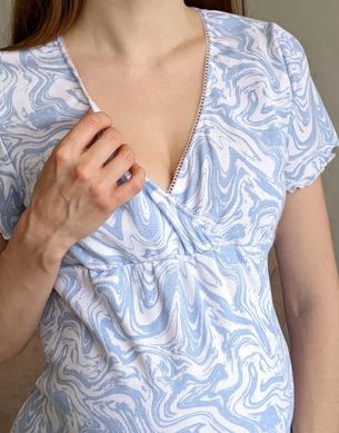 Комплект пижама с шортиками для беременных и кормящих (бело-голубой), 42-44