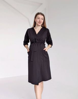 Комплект халат и рубашка с клипсами для кормления (черный), 42-44