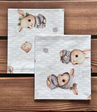 Пеленка польский хлопок BabyStarTex, 80x90 см, кролики в серой одежде, Унисекс, 90х80