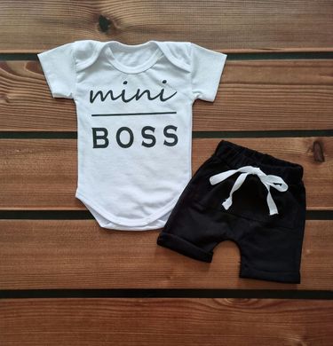 Комплект боді та шорти для хлопчика Mini Boss Babystartex, кулір, Хлопчик, 56-62