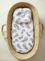 Набір для коляски наматрацник і подушка Babystartex, білий/сірі пір'я, Унісекс, для коляски