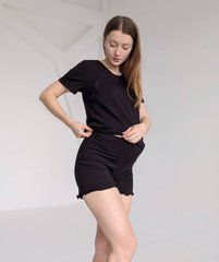 Пижама для беременных и кормящих мам с шортами, черная, 42-44
