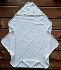 Кутник махровий після купання BabyStarTex, біле/пляшки Milk, Унісекс, 80х80 см