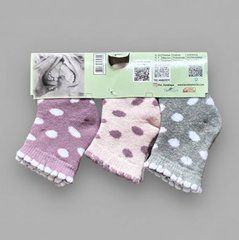 Носочки для новорожденных 1уп/3шт, махра, для девочки горошек 1, Девочка