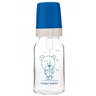 Бутылочка для кормления стеклянная Canpol Babies, 120 мл, Мальчик, синий, 120мл