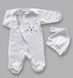 Комбинезон и шапочка Babystartex, футер, белый/мордочка кошечки, Унисекс, 62