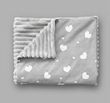 Плед детский из плюша Babystartex, серый/серый с белыми сердечками_новый, Унисекс, 100*80, без утеплителя