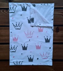 Пеленка непромокаемая из польского хлопка Babystartex, белая/короны розовые и серые, Девочка, 50х70 см