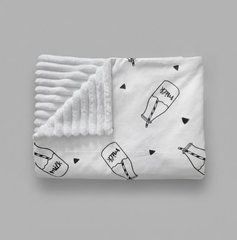 Плед детский из плюша Babystartex, белый/бутылочки Милк, Унисекс, 100*80, без утеплителя
