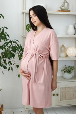 Халат-кимоно с карманами для беременных и кормящих Violet Yula mama, пудра, S
