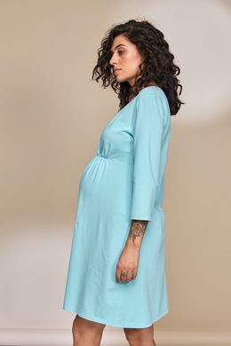 Базова нічна сорочка для вагітних та годуючих ALISA Юла Мама, аквамарин, S