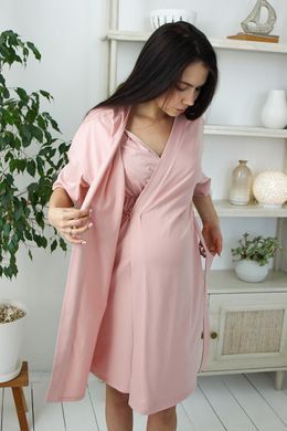 Халат-кимоно с карманами для беременных и кормящих Violet Yula mama, пудра, S
