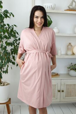Халат-кимоно с карманами для беременных и кормящих Violet Yula mama, пудра, S