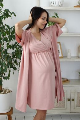 Халат-кимоно с карманами для беременных и кормящих Violet Yula mama, пудра, S