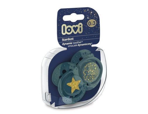 Пустышка силиконовая круглая Stardust Lovi, 1уп/2 шт, 0-3 мес, Унисекс, Зелёный, Симметричная