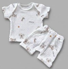 Комплект муслиновый футболка и шорты Коалы Babystartex, муслин, Унисекс, 56-62