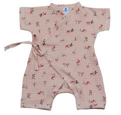 Муслиновый комбинезон для малышей Кимоно Minikin, муслин, розовый с рисунком, Девочка, 56