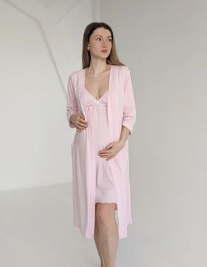 Комплект халат і сорочка у пологовий (пастельний рожевий), 54-56