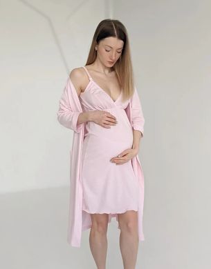 Комплект халат и рубашка в роддом (пастельный розовый), 54-56