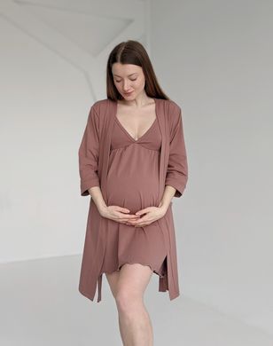 Комплект халат и рубашка для кормления MILK CHOCOLATE, премиум стрейч-кулир, 46-48
