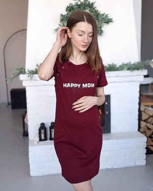 Сорочка для беременных и кормящих HAPPY MOM (бордовый), кулир, 58-60