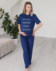 Пижама для беременных и кормящих мам с брюками (синий), 42-44