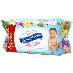 Влажные салфетки Superfresh Ромашка для детей и мам с клапаном, 1уп/120шт