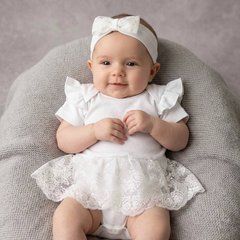 Комплект нарядный боди-платье повязка с кружевом Babystartex, интерлок, Девочка, 56-62