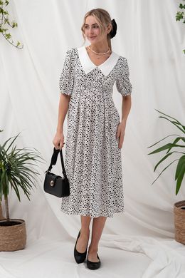 Трендовое платье для беременных и кормящих Georgia Yula Mamma, молочное с черными цветами, S