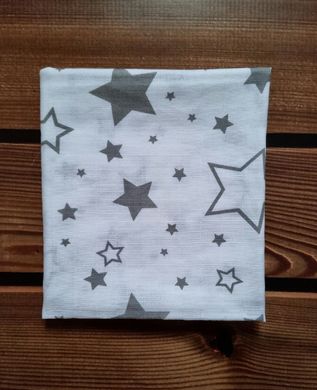 Пеленка муслиновая 2-слойная BabyStarTex, 80x90 см, белая/серые и белые звезды, Унисекс, 90х80
