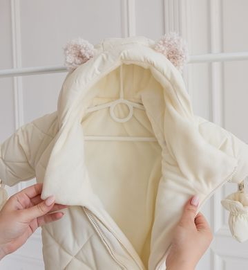 Зимний теплый комбинезон из плащовки Polar Kids Fantasy, молочный, 62