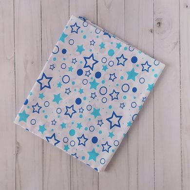 Пеленка ситец BabyStarTex, 100x80 см, белая/голубые звездочки и кружочки