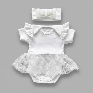 Комплект нарядний боді-плаття пов'язка з мереживом Babystartex, інтерлок, Дівчинка, 56-62