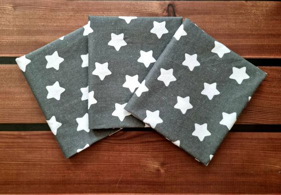 Пелюшка фланель/байка BabyStarTex, темно-сіра/білі зірочки зкруглені, Унісекс, 110х90