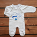 Комбинезон с закрытыми ручками для новорожденных Зайка BabyStarTex, футер, Мальчик, молочный/синий, 56-62